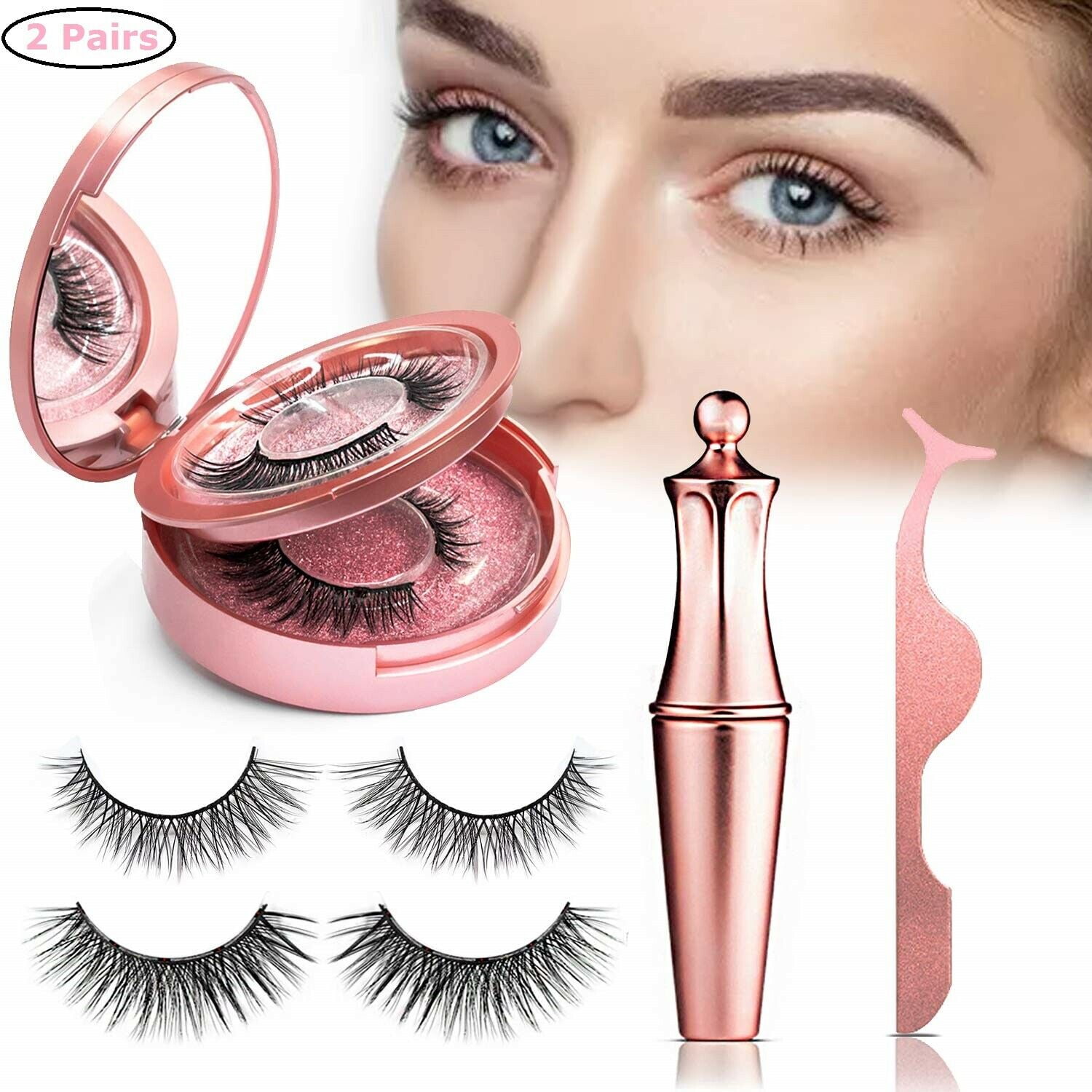 2 Pairs Magnetic Liquid Eyeliner With Magnetic False Eyelashes Lashes