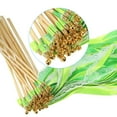 thumbnail image 4 of Unique Bargains Lace Silk Ribbon Fairy Sticks Wands for Wedding Party, Green/Light Green 25 Pack, 4 of 5