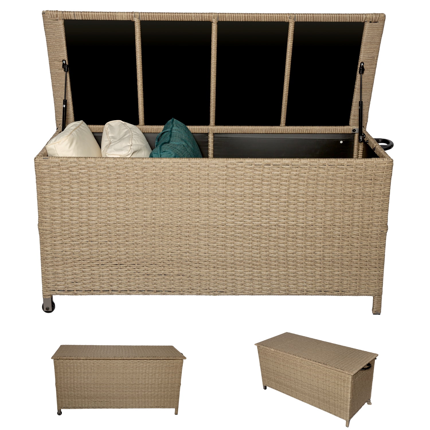Ratten Wicker Patio Outdoor Storage Container, Deck Box Organization