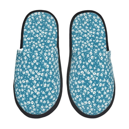 Balery Beautiful Floral Slient Indoor Furry Fleece Comfort House Shoes Soft Non-Slip Home Shoes Cotton slippers House Slippers-- Medium