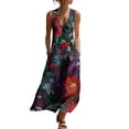 thumbnail image 3 of TaTaai Women's Summer Fashion Print Sleeveless V-Neck Long Dress Casual Loose Ruffle Trim Vacation Dress Gift, 3 of 8