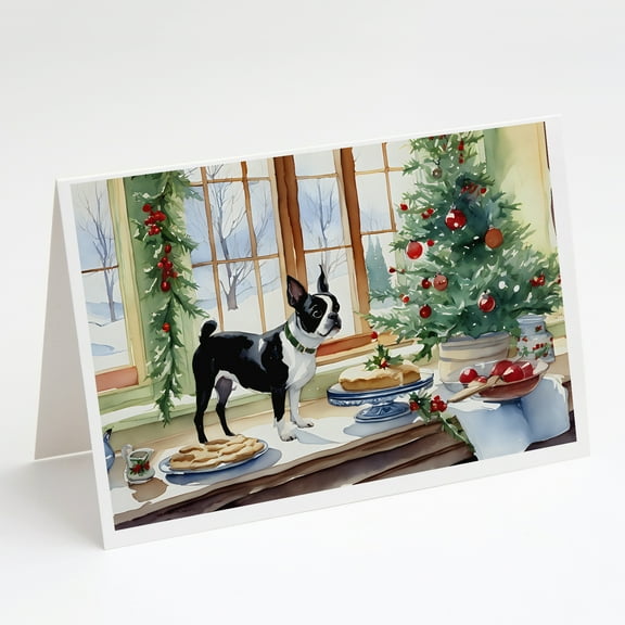 Boston Terrier Christmas Cookies Greeting Cards Pack of 8 7 in x 5 in