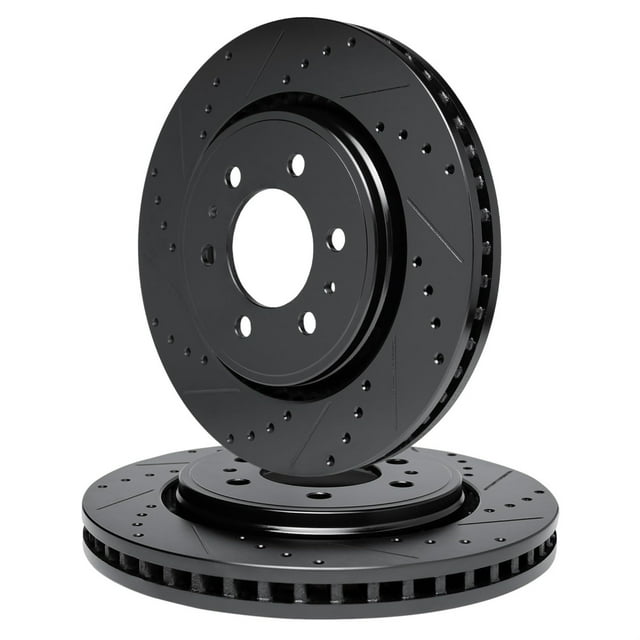 R1 Concepts Ensemble de Rotor de Frein à Disque Noir Percé et Fendu WHPN1-92061