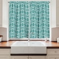 thumbnail image 2 of Ambesonne Turquoise Kitchen Curtains, Retro Squares Design, 55"x45", Teal and White, 2 of 3