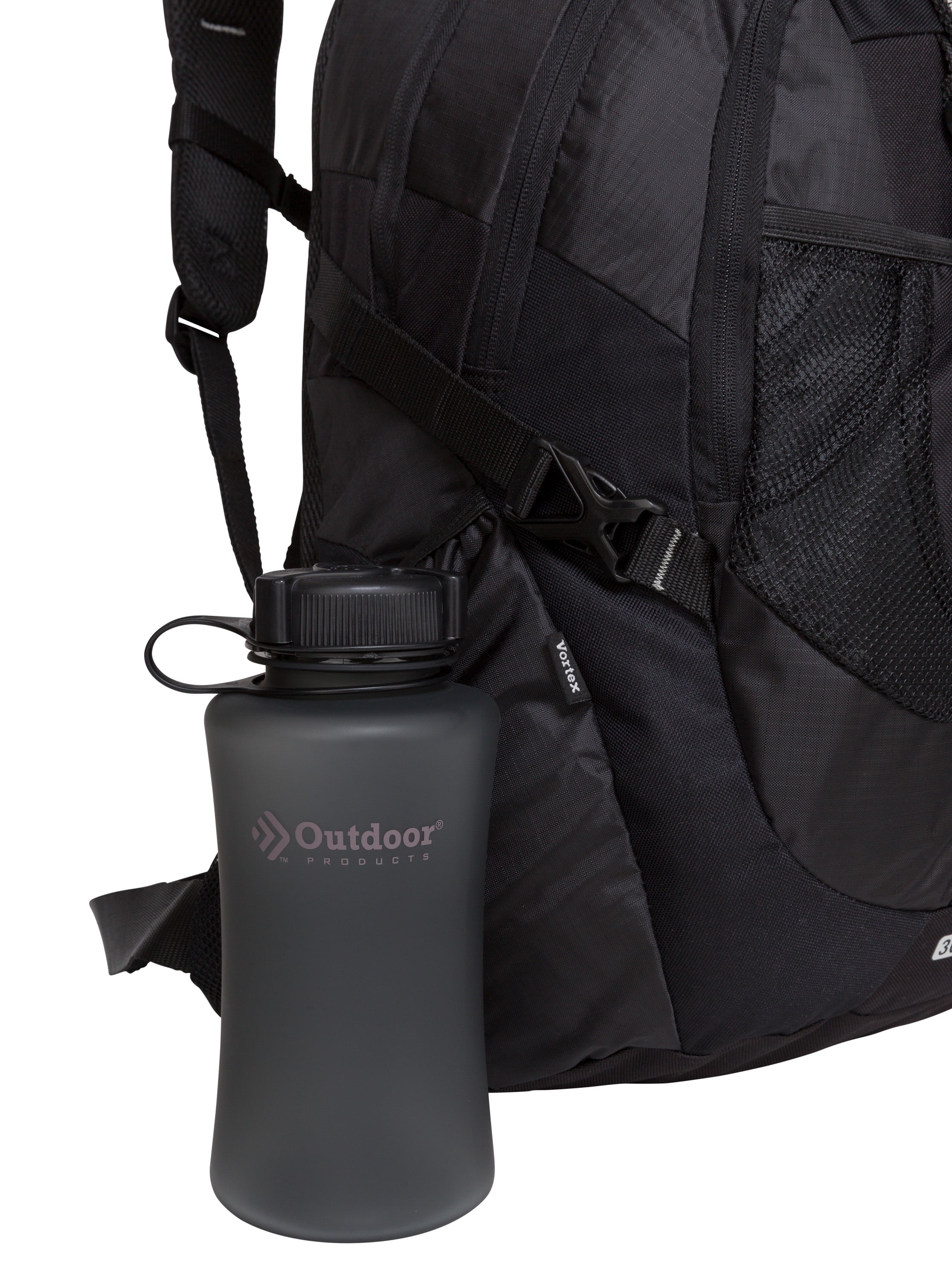 Outdoor Products Wide Mouth 33 oz Black Textured Cyclone Plastic Water Bottle with Sipper