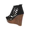 thumbnail image 3 of New Women Mark Maddux Victor-05 Faux Suede Caged Faux Wooden Platform Wedge, 3 of 6