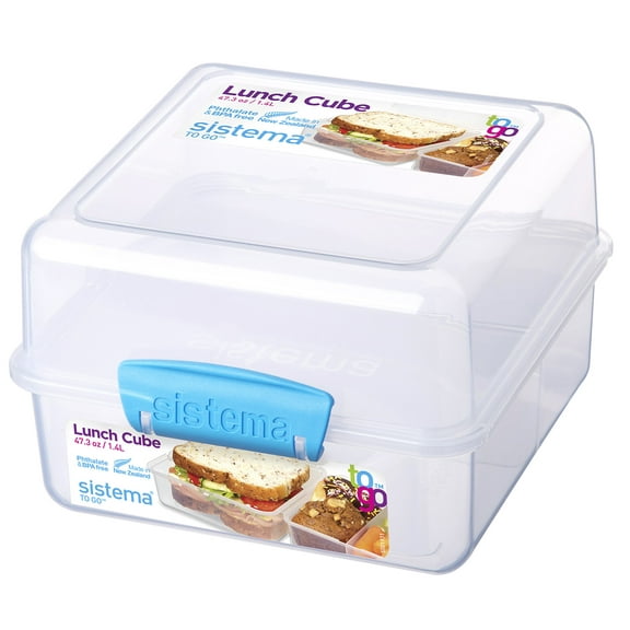 Sistema Lunch Box with Compartments, 1.4 L Lunch Cube, Assorted Colors