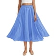 thumbnail image 2 of Mifsaly Linen Skirts for Women Midi Length A Line High Waist Flowy Skirt Solid Color Pleated Casual Summer Travel Vacation Clothes Free Size, 2 of 9