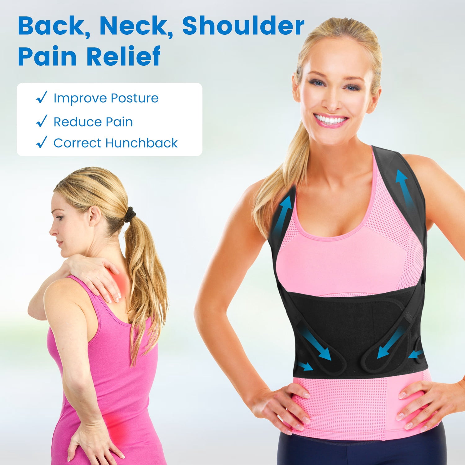 Imountek Posture Corrector for Women Men, Adjustable Back Brace for Hunchback Correction , Invisible Under Clothes