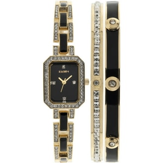 ELGIN  腕時計レディース Elgin Adult Female Greek Key Watch and Bracelet Set (EG8092ST