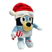 Animated Santa Bluey, Dances to Bluey Theme Song, 12.5" Standing Plush in Santa Outfit