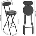thumbnail image 2 of LOYALHEARTDY 2 Pcs Folding Stool, 25.6 in Cushioned Padded Folding Stool Portable Bar Stool with Back for Camping Kitchen Home Office (Black), 2 of 18