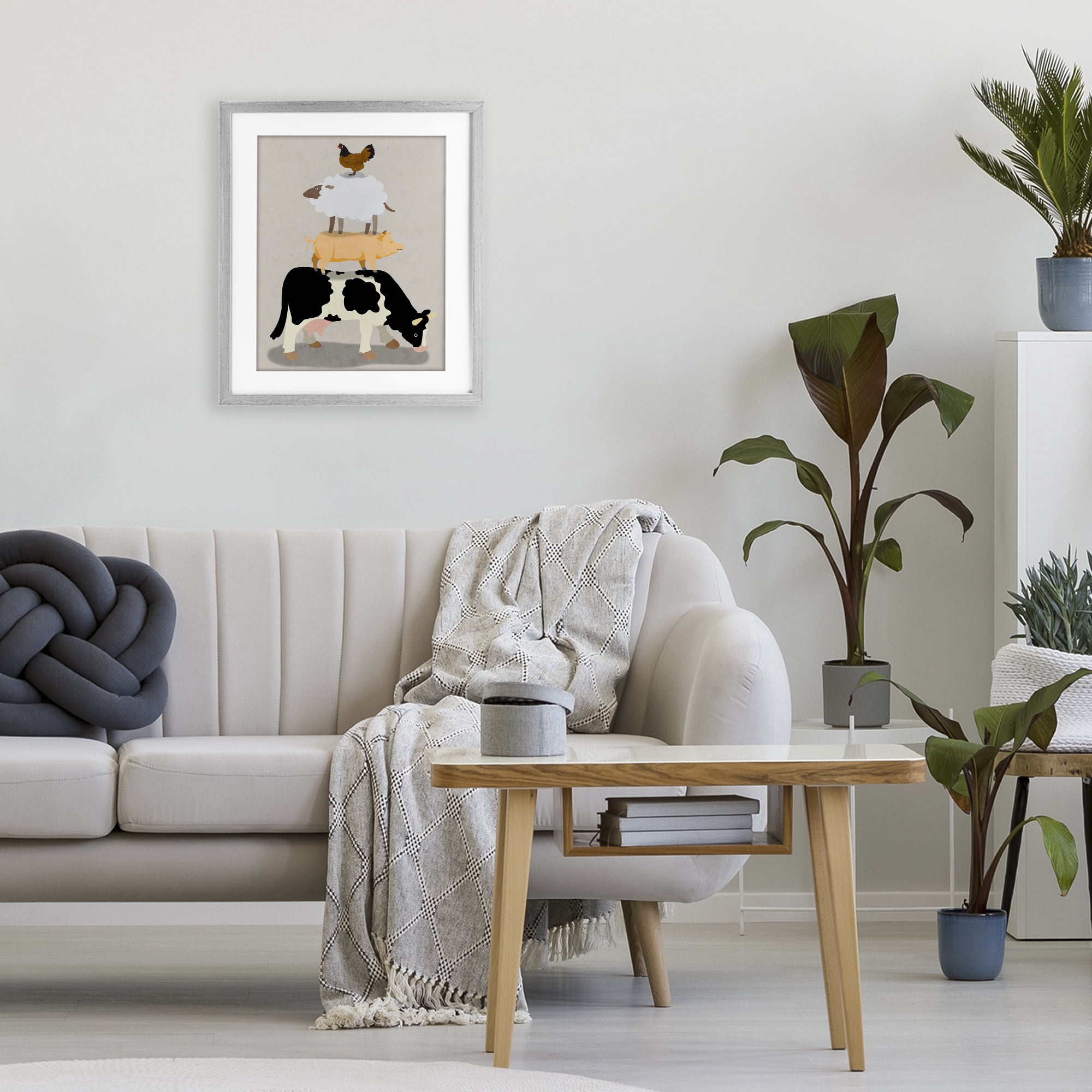 Stupell Industries Farm Stack over Beige Gray Framed Print Under Glass, design by Marcus Prime