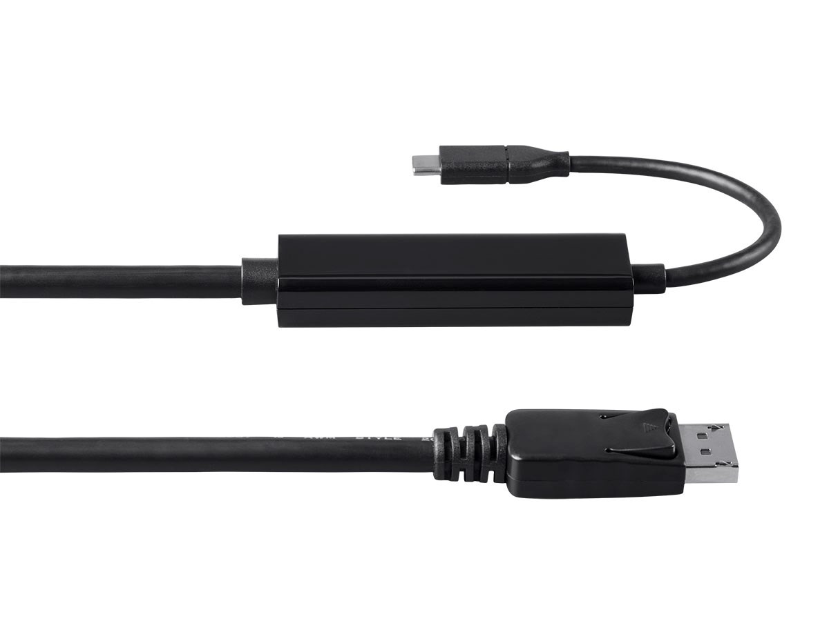 Monoprice USB C to DisplayPort 3.1 Cable - 6 Feet - Black | 5Gbps, Active, 4K@60Hz, Type C, Plug and Play, Mirror or Expand your PC
