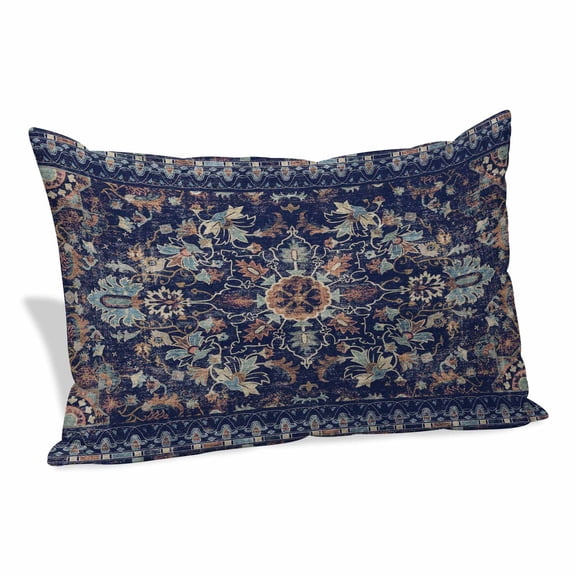 Navy Blue Boho Pillow Covers King, Abstract Art Ethnic Vintage Geometric Soft Brushed Microfiber Breathable Throw Pillow Covers, Pillowcase with Zipper for Couch Sofa Bedroom Living Room 20"x36"