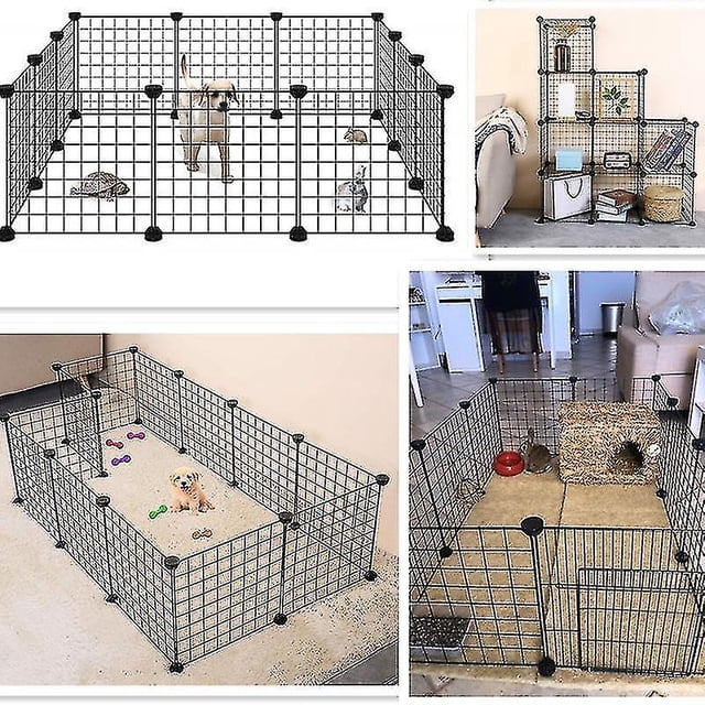 6 piezas; negro sin puerta Parque infantil plegable para mascotas Valla de hierro Perrera para cachorros Casa Ejercicio Entrenamiento Cachorro Gatito Suministros para perros espaciales Conejos Jaula
