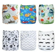ALVABABY couches lavables pour bébé taille unique réglable lavable réutilisable pour bébés filles et garçons 6 pack + 12 inserts 6DM08