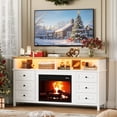thumbnail image 5 of 60'' Fireplace TV Stand Fits TV up to 65'' with 23'' Fireplace, Farmhouse Entertainment Center, Wood Media Console with 6 Drawers and 2 Open Shelves, 5 of 11