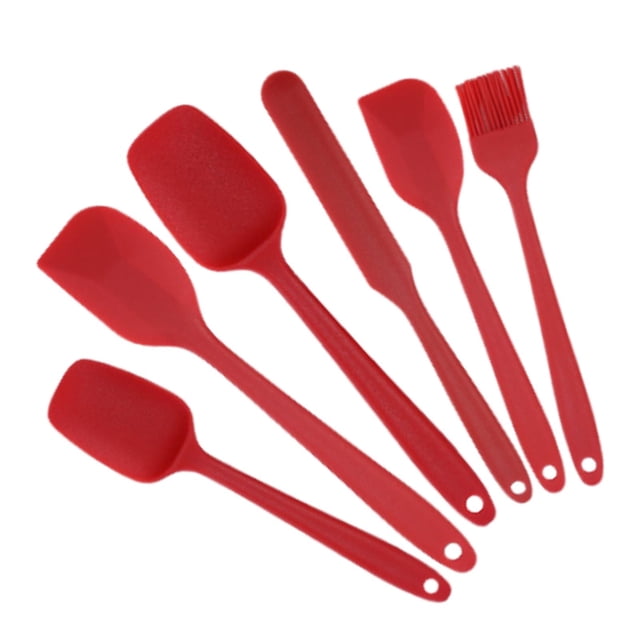 Juego de 6 espátulas de cocina resistentes al calor para mezclar crema pastelera , Rojo
