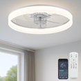 thumbnail image 1 of Ventilador de techo Fszdorj de 20" de perfil bajo con luz, control remoto y app, 1 of 7