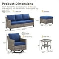 thumbnail image 2 of Yeahumalia Wicker Patio 6 Piece Furniture Set with Rattan Couch, 2 Swivel Rocker Chairs, 2 Ottomans and 1 Side Table, Outdoor Conversation Sets(Grey/Blue), 2 of 13