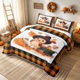 thumbnail image 3 of Erosebridal Cute Thanksgiving Chick Quilt King, Boho Mushroom Autumn Leaf King Coverlet Set for Boys Girls, Orange Black Cream, 3-Piece 1 Bedspread and 2 Pillowcases, 3 of 7