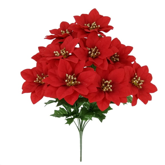 Mainstays 19" Red Poinsettias Bush. Indoor Decorative Floral.