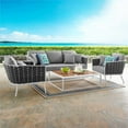 thumbnail image 3 of Modway Stance 4-Piece Aluminum & Fabric Patio Sofa Set in White & Gray, 3 of 10