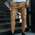 thumbnail image 5 of HUPOM Mens Dress Pants Regular Fit Pants Men Cargo Mid Waist Rise Short Slim Bootcut Khaki 2XL, 5 of 8