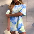 thumbnail image 2 of ibiyuan Travel Outfits For Women 2 Piece Sets Women's Fashion Gradient Tie Dye Print Loose Streetwear Tshirt and Tight Shorts Two Piece Casual Summer Outfit Set, 2 of 5