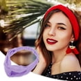 thumbnail image 2 of Unique Bargains 1 Pc Stripes Elastic Cross Headwrap for Women Light Purple, 2 of 6