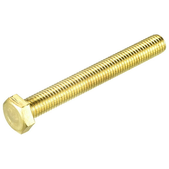 Brass Hex Bolts, M12x100mm 1 Pack Fully Thread Grade 4.8 Brass Machine Screws