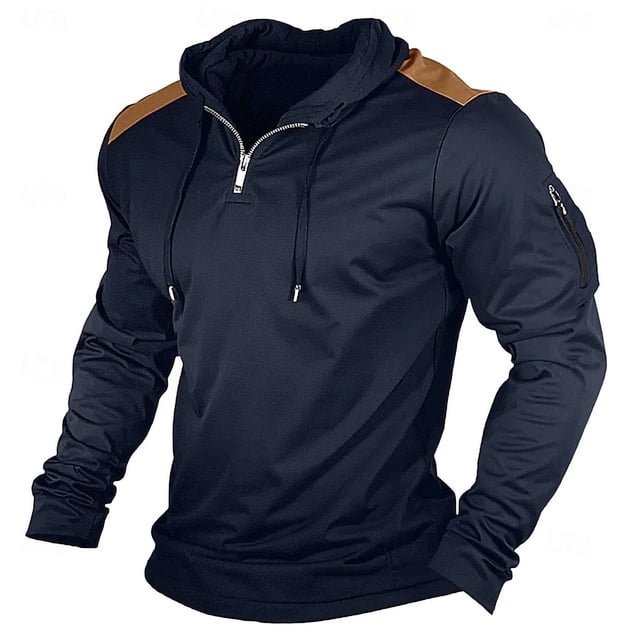 Dolkfu Sudadera con capucha para hombres de 1/4 de cremallera, sudadera deportiva de entrenamiento, ropa activa para hombres XL
