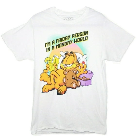 Garfield & Pooky I'm A Friday Person in A Monday World Men's T-Shirt (XL)