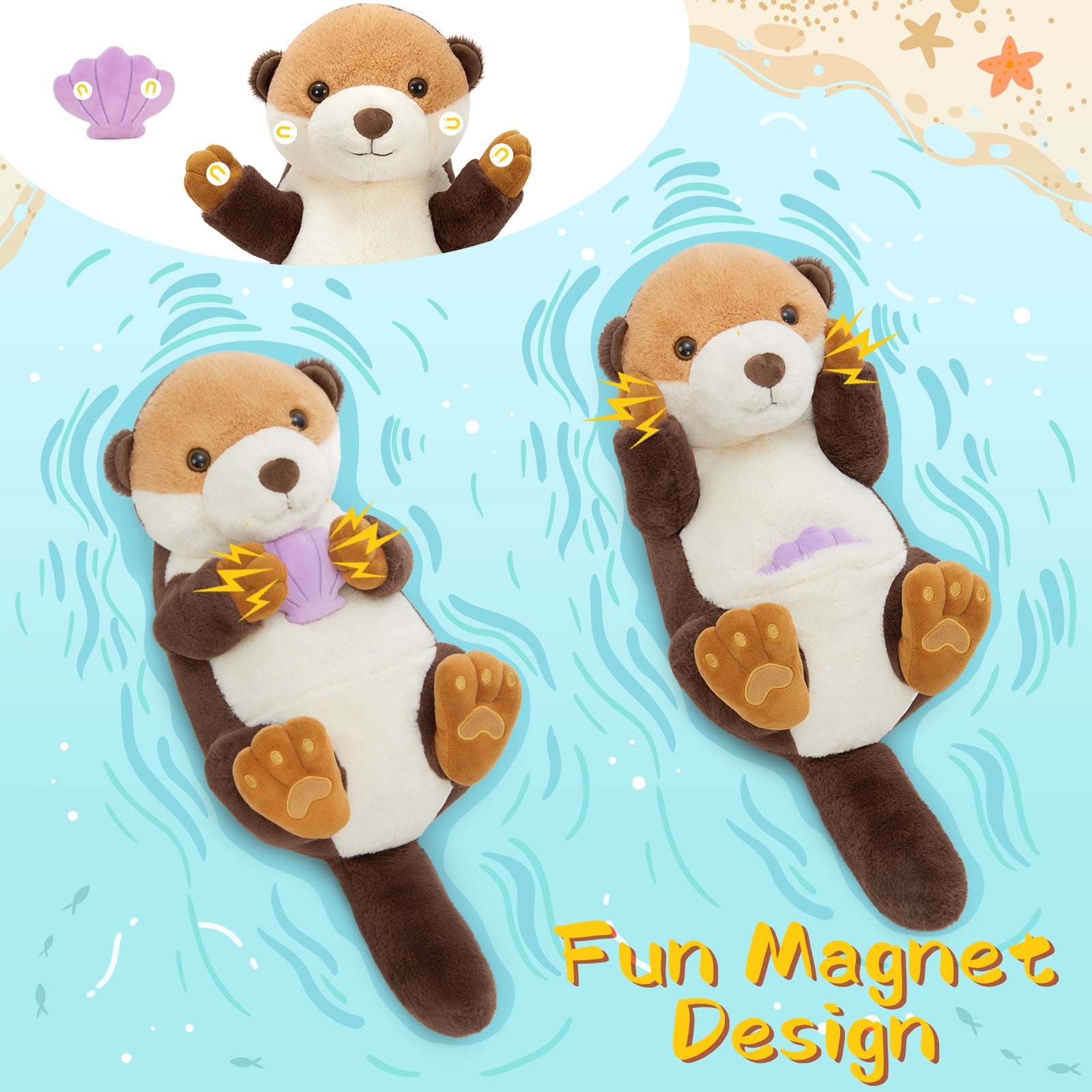 Muiteiur 5 Piece Sea Otter Stuffed Animal with 3 Baby Otter Plush Toys