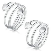 Vagzen Adjustable Magnetic Pure Copper Rings for Women, Love Heart Gift( Sliver 2PCS)