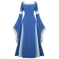 thumbnail image 1 of Famajia Costume Médiéval Renaissance pour Femmes Robe Longue Vintage Rétro Cosplay Bleu Très Petit, 1 of 4