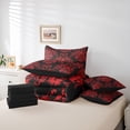 thumbnail image 6 of jejeloiu Damask Floral Pattern 7-Piece Twin Bedding Sets,Red Victorian Print Bedding Comforter Set,Cartoon Castle Sheet Sets For Men Women,Luxury Bedroom Decor Reversible, 6 of 8