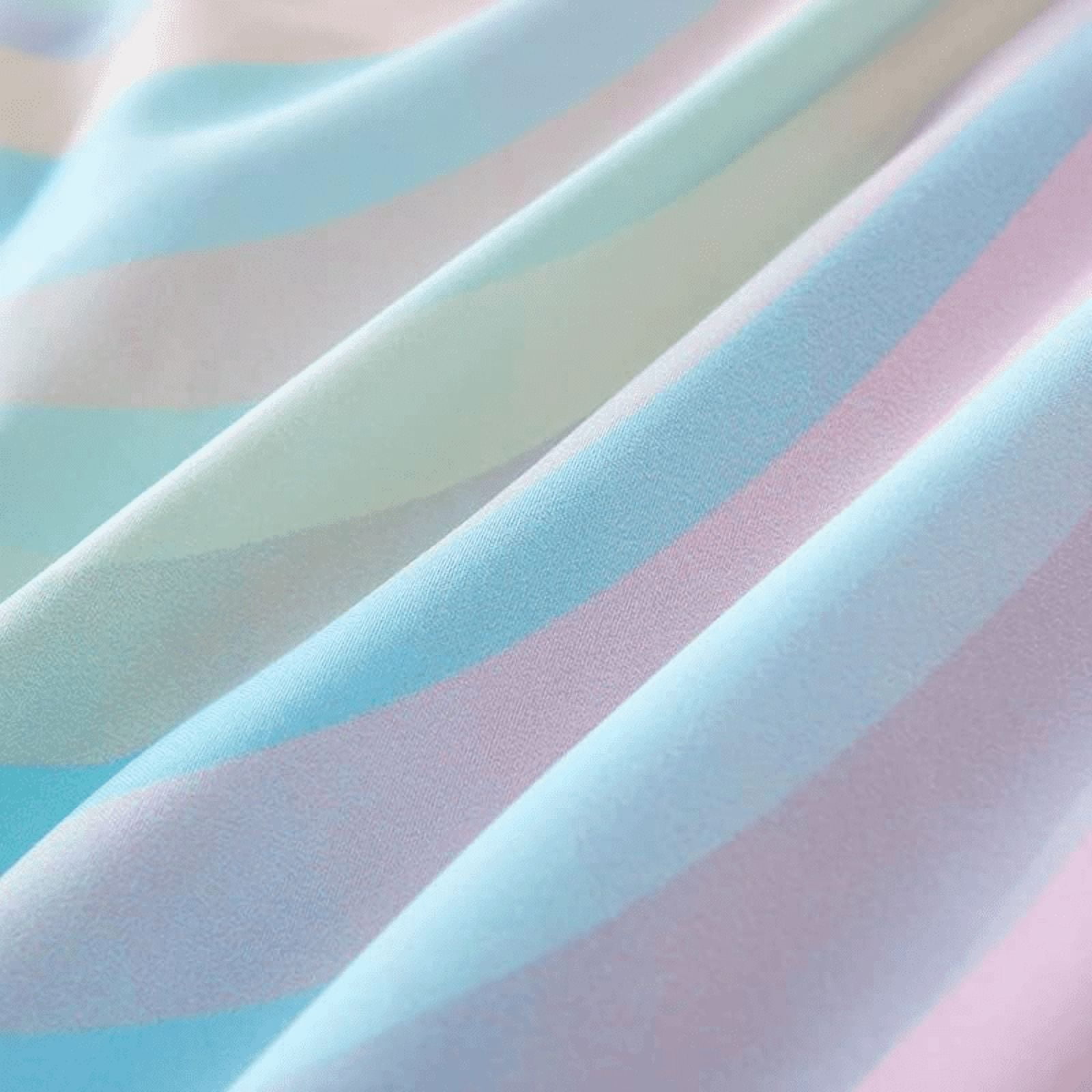 Psoiuetr Pink Tie Dye Gradient Wavy Line Comforter Set Queen Size Rainbow Bedding Set with 2 Pillowcases for Boys Kids Girls Teens 3Pcs