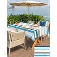 thumbnail image 6 of 60x120 Inch Outdoor Tablecloth with Umbrella Hole Zipper Rectangle Blue Teal Brown Striped Rectangular Tablecloths Outside Waterproof Farmhouse Stripes Simple Art Patio Table Cover for Picnic Party, 6 of 8
