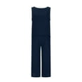 thumbnail image 4 of Casual Linen Pants Sets for Women, 2 Piece Summer Outfits, Casual Sleeveless Crop Tank Tops Wide Leg Capris Pants Beach Vacation Travel Outfit Sets Matching Clothing, 4 of 9