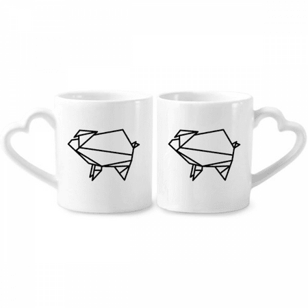 

Origa Pig Geometric Shape Couple Porcelain Mug Set Cerac Lover Cup Heart Handle