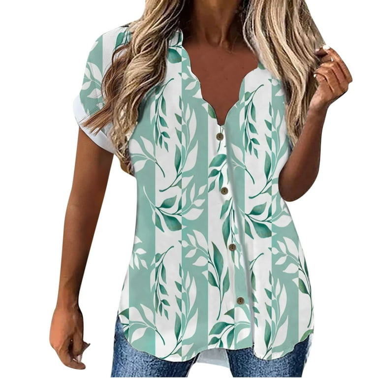 NECHOLOGY Womens Blouses Button Up Dress For Women Womens Casual Boho  Floral Print V Neck Long Sleeve Loose Blouses Shirts Tops 