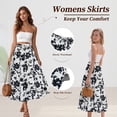 thumbnail image 4 of TEMOFON Womens Floral Maxi Skirt Elastic Waist A-Line Long Skirt Casual Flowy Summer Boho Beach Vacation Skirt with Pockets, 4 of 9