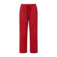 thumbnail image 4 of MNCEKFOD Women's Jeans Lightweight Wide Leg Flowy Culottes Elastic Drawstring High Waisted Baggy Classic Fit Trousers for women 2025 Red L, 4 of 5