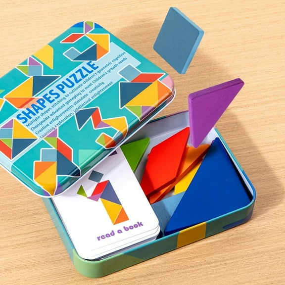 FlareFable Montessori Wooden Tangram Puzzle Games, Educational Wooden Pattern Blocks Set, Creative Geometry Jigsaw Building Blocks, Preschool Learning Activities, Fine Motor Skills
