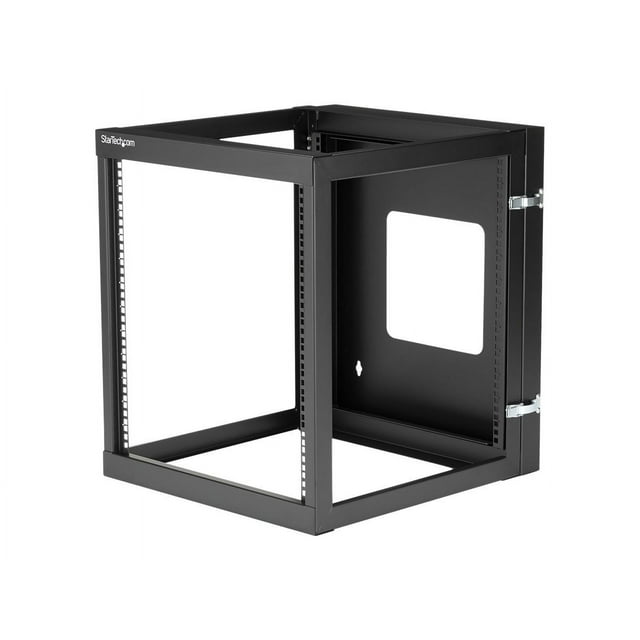 StarTech.com 12U Hinged Open Frame Wall Mount Server Rack - 4 Post 22 in. Depth Network Equipment Rack Cabinet - 140 lbs capacity (RK1219WALLOH) - Rack - wall mountable - black - 12U - 22"