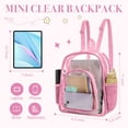 thumbnail image 2 of Sanmadrola Mini Clear Backpack Heavy Duty Stadium Approved PVC Transparent Backpacks Small Clear Backpack with Reinforced Strap for School, Travel, Pink, 2 of 8