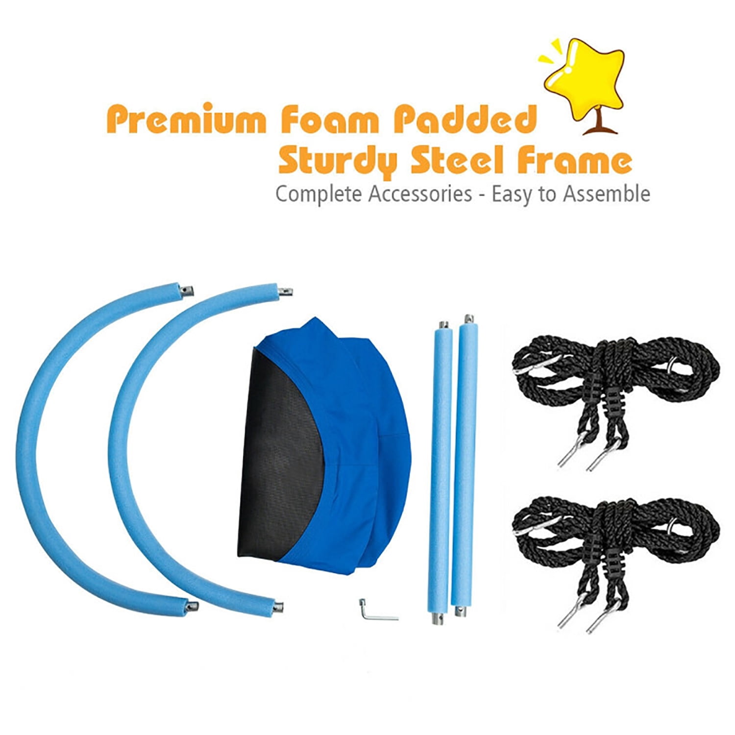 CIPACHO 60" Saucer Surf Outdoor Adjustable Kids Swing Set, Kids Playground for Backyard, Blue