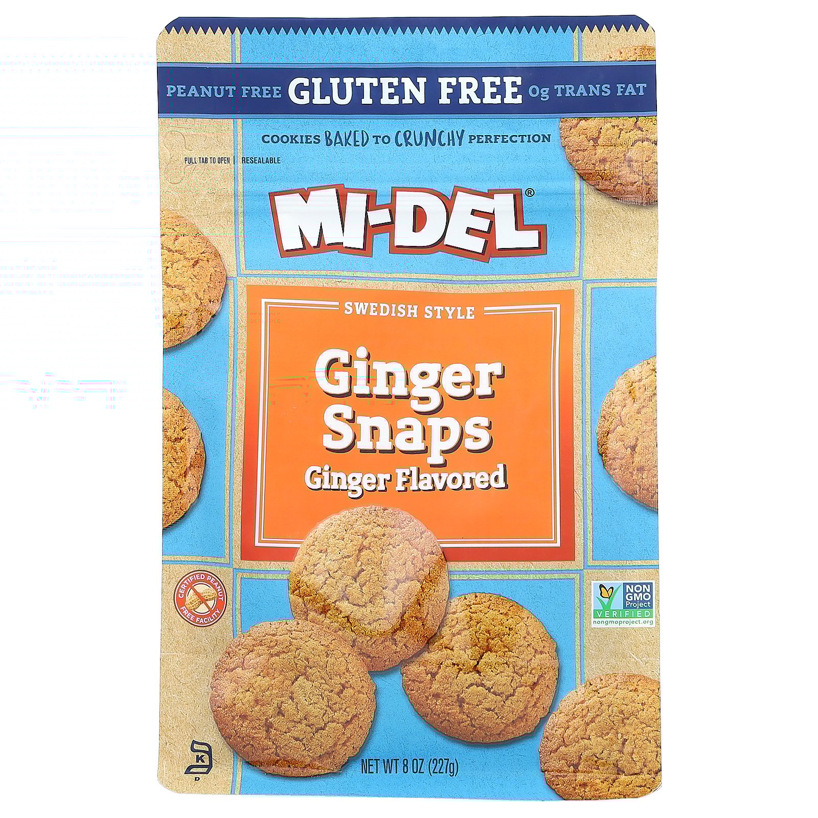 Mi-Del Cookies Swedish Style Ginger Snaps, Ginger , 8 oz (227 g)